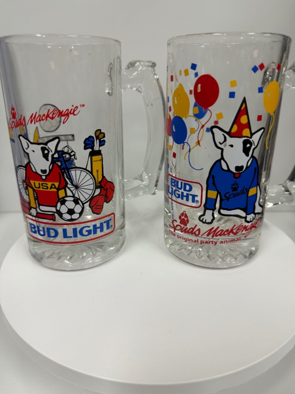 Bud Light Spuds MacKenzie Beer Glasses Mugs- EJ691
